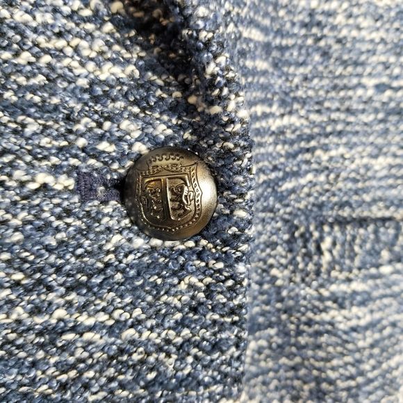 Talbots Women  Tweed Blazer Jacket Size 14 Blue Double Breasted Partially Lined - Picture 2 of 5